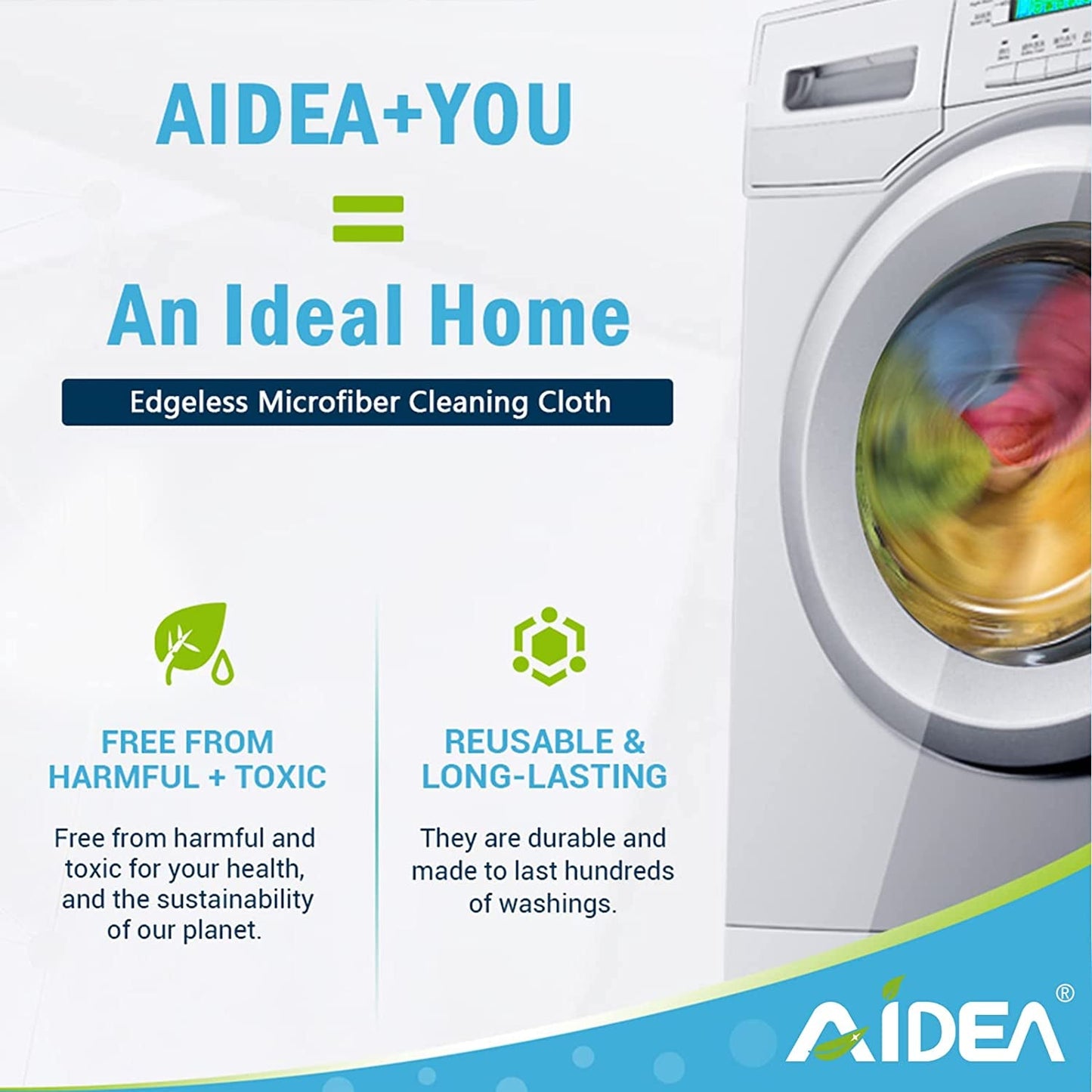 AIDEA Microfibre Cloth Pack of 8, Multifunctional Reusable Cleaning Cloths, Lint Free Streak Free Washable Cloth Duster for House, Kitchen, Car, Motorbike, Windows 30 X 30 Cm