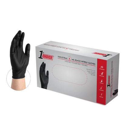 1St Choice Black Disposable Nitrile Gloves, Size Large, 1000 Count, 6 Mil