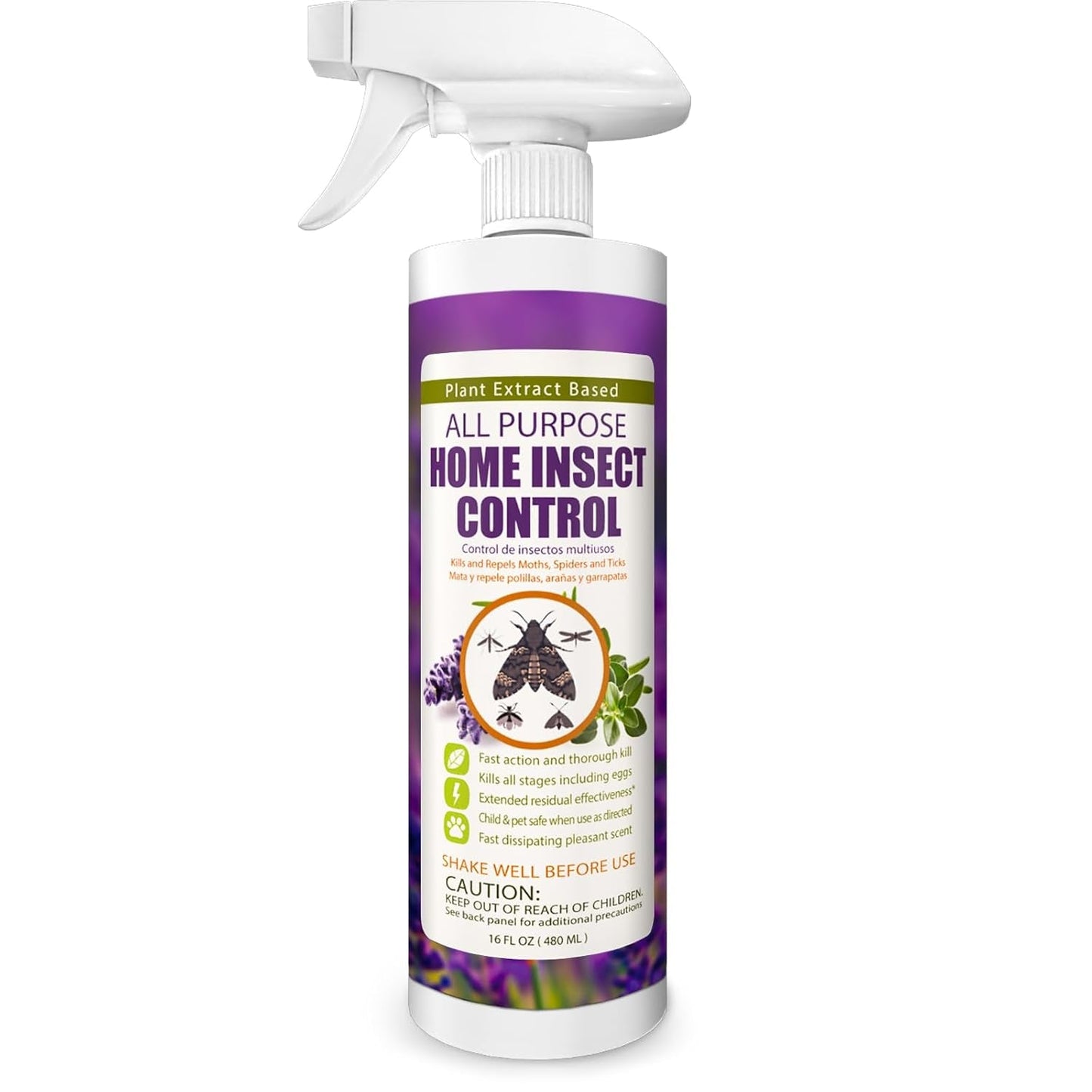 Ecovenger by Ecoraider All Purpose Insect Control 16 OZ, Fleas, Fruit Flies, Gnats, Moths, Roaches, Spiders,Roaches. Fast Kill, Lasting Prevention, Kill Eggs, Plant Extract Based & Non-Toxic