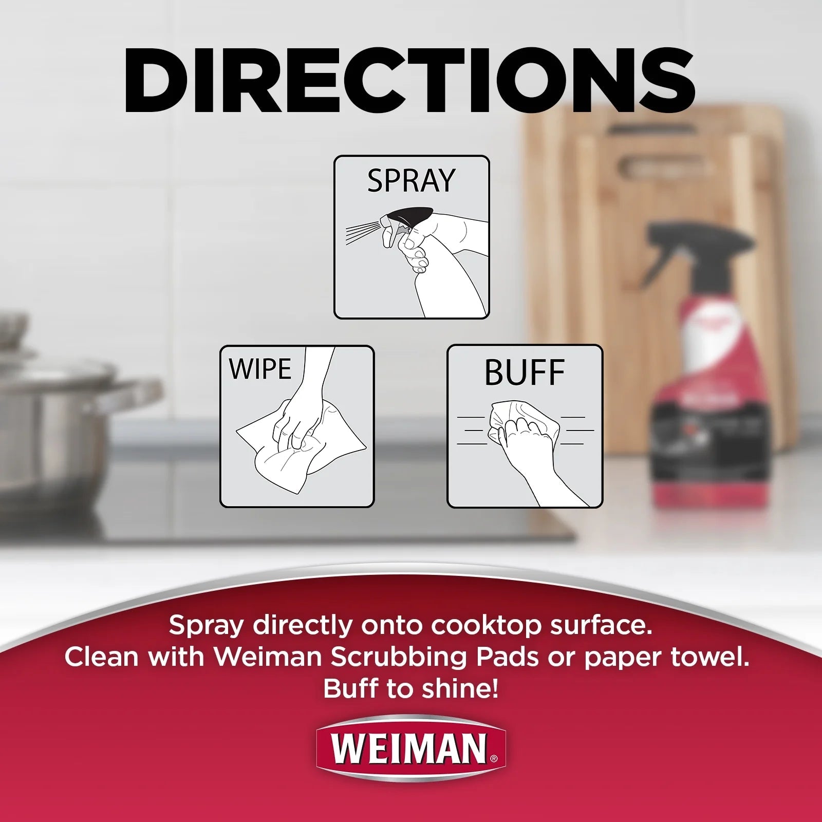 Weiman Ceramic & Glass Daily Cooktop Cleaner for Streak-Free Shine, 12 Oz