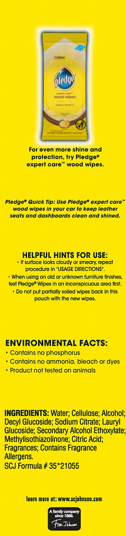 Pledge® Multisurface Wipes, Everyday Clean™ Household Cleaning Cloths, Fresh Citrus Scent, 25 PC