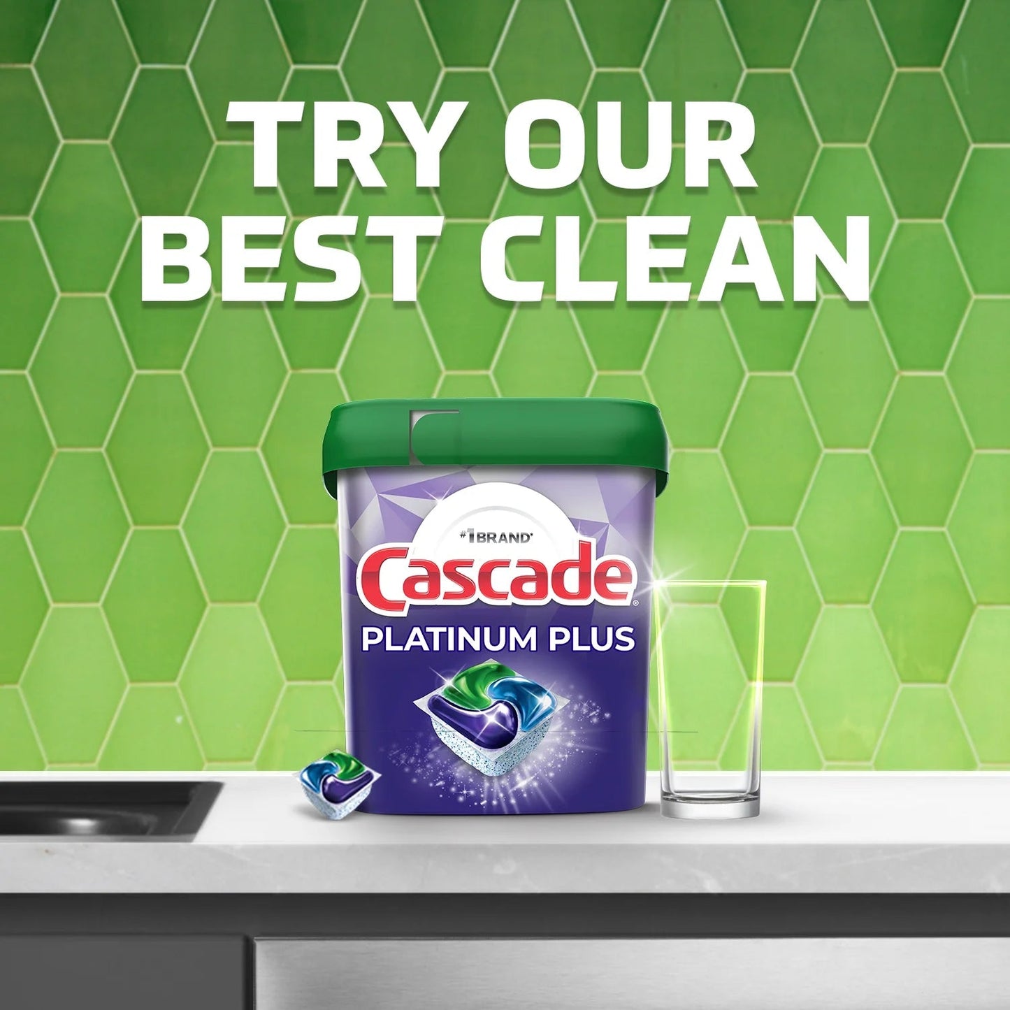 Cascade Platinum Dishwasher Pods, Action Pacs Dishwasher Detergent Tabs, Fresh, 21 Count