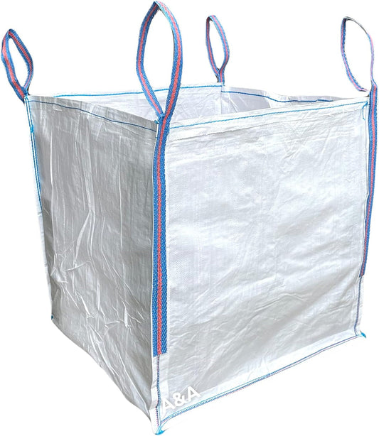 A&A SUPPLIES UK 1 Tonne FIBC Bulk Builders Bag - 90X90X90Cm, Heavy Duty Bulk Garden Waste, 1000Kg SWL, Industrial Material (1 Bag)