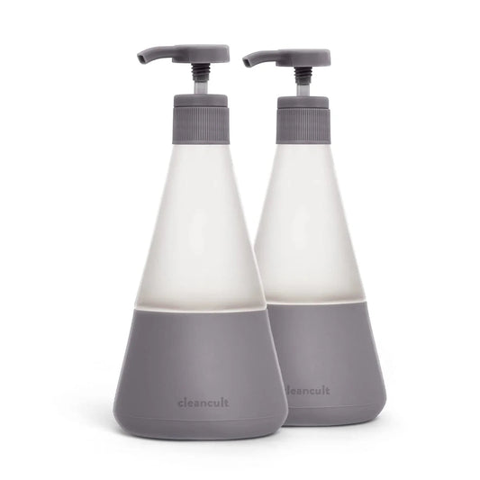 Cleancult Dish Soap Glass Dispenser, Shatter Resistant, Charcoal Gray, 2 Pack, 15 Oz