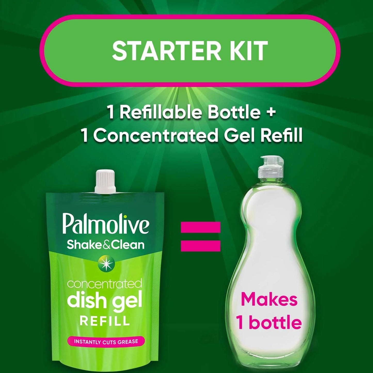 Palmolive Shake & Clean Starter Kit, Dish Soap Concentrate, 20 Oz, Fresh Citrus Scent