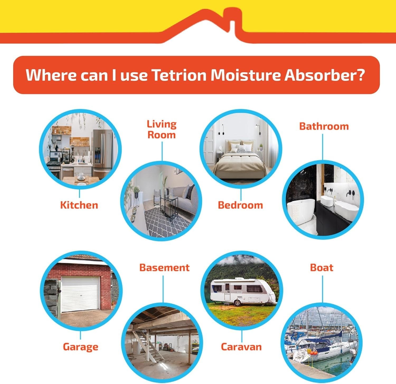 Tetrion Moisture Absorber Refill Pack - 4 Moisture Tabs - up to 12 Months Moisture Control, Improves Air Quality and Prevents Condensation - Versatile and Easy-To-Use Solution