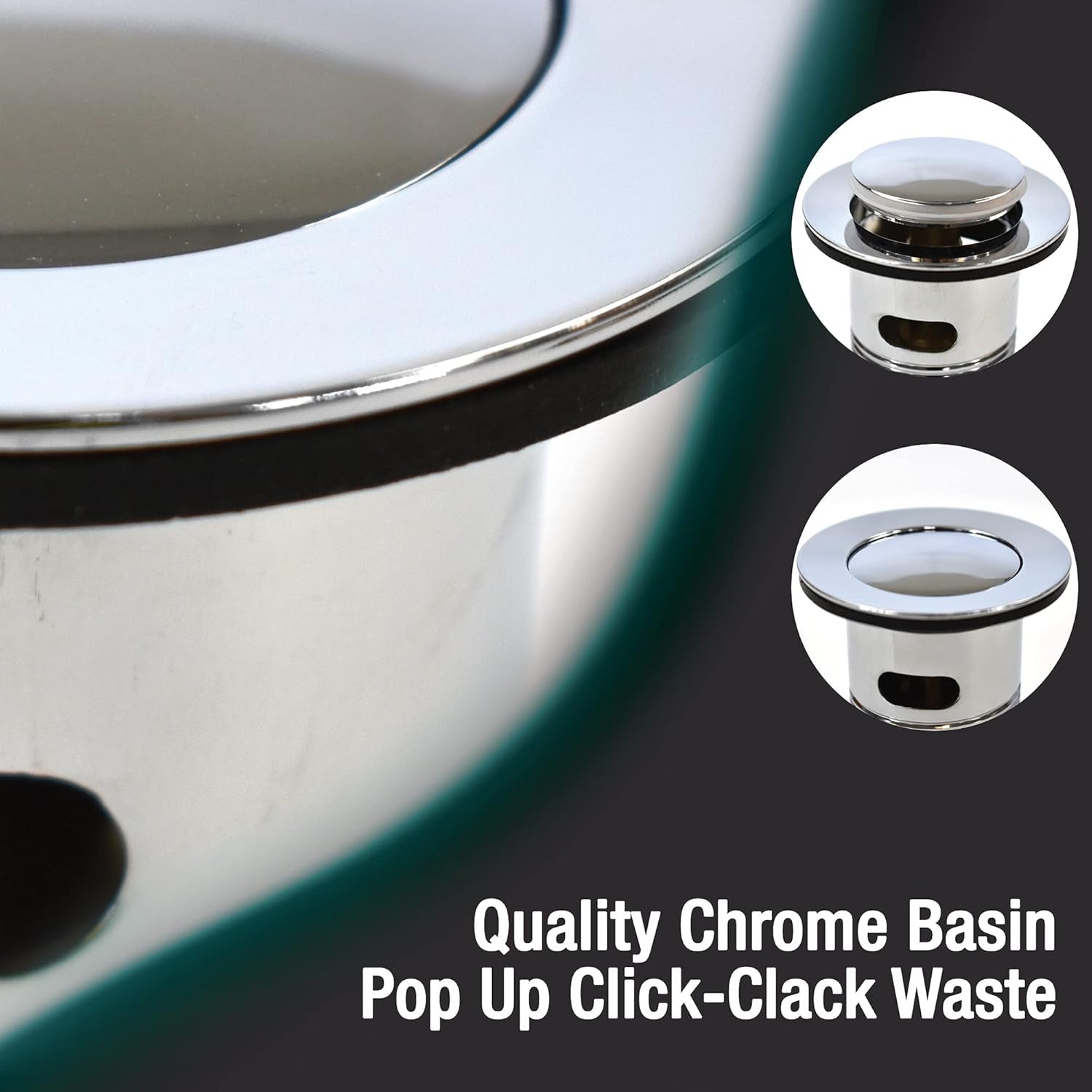 Xcel Home Slotted Chrome Click Clack Basin Waste - Durable Replacement Brass Pop-Up Sink Basin Plug with Seal - Universal Standard G 1 1/4" BSP Connection for Smooth Drainage & Easy Installation