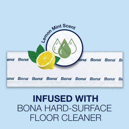 Bona Multi-Surface Floor Disposable Wet Cleaning Pads, for Stone Tile Laminate and LVT/LVP, Lemon Mint Scent, 12 Count