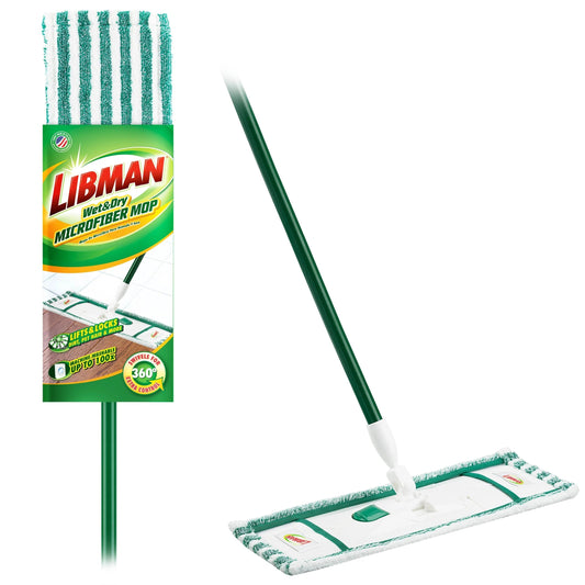 Libman Wet & Dry Microfiber Mop Green Steel Handle