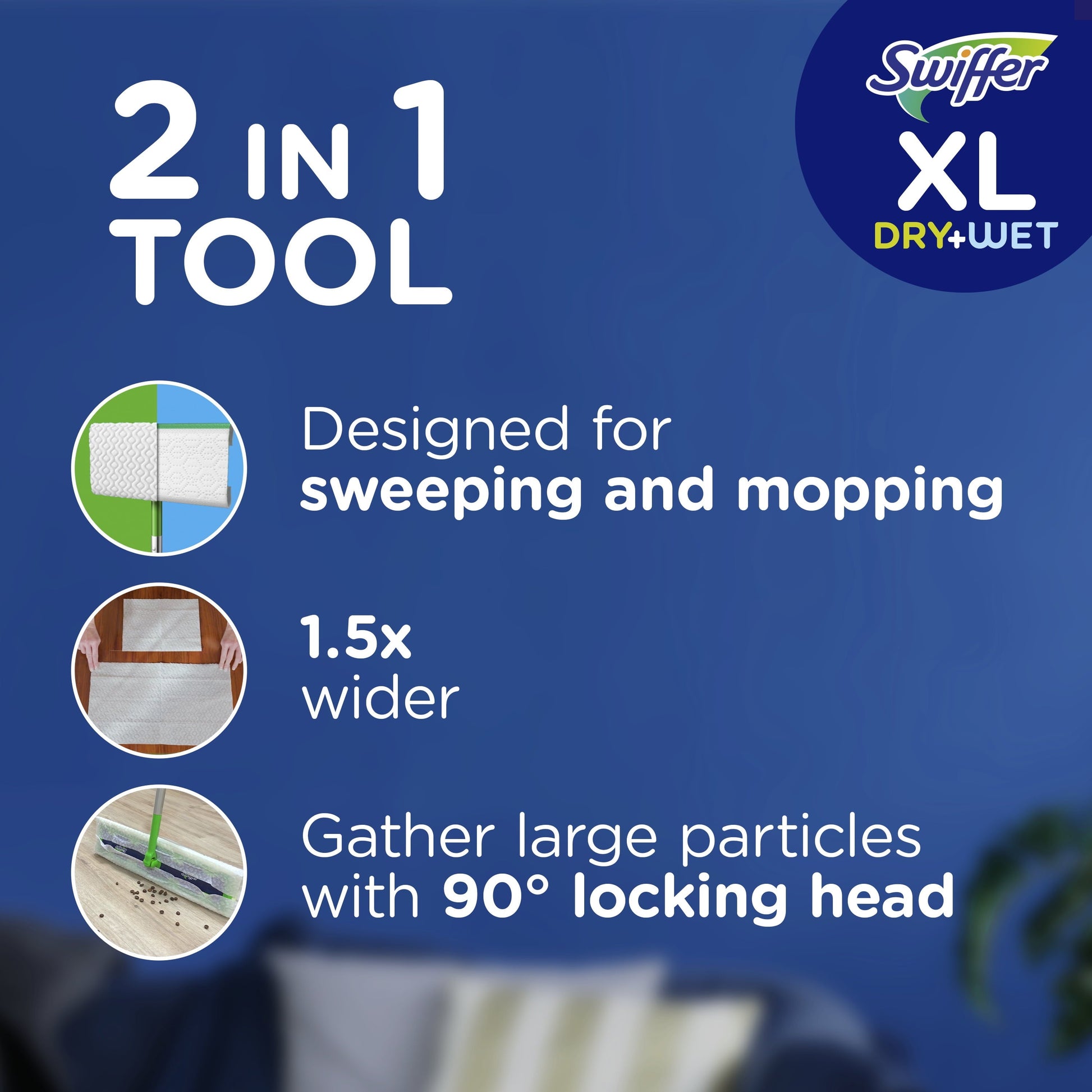 Swiffer Sweeper Dry + Wet XL Sweeping Kit (1 Sweeper, 8 Dry Cloths, 2 Wet Cloths)