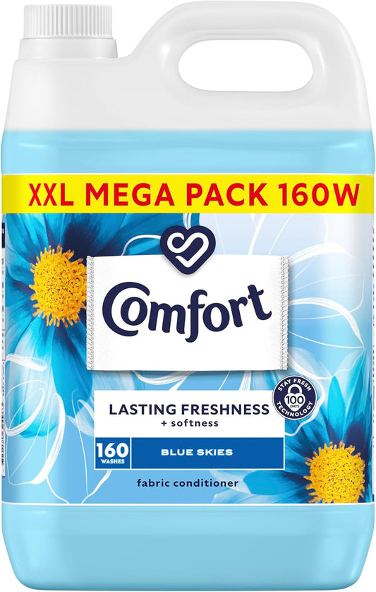 Comfort Blue Skies Fabric Conditioner with Stay Fresh Technology for 100 Days of Freshness + Fragrance* 160 Washes (4.8 L)