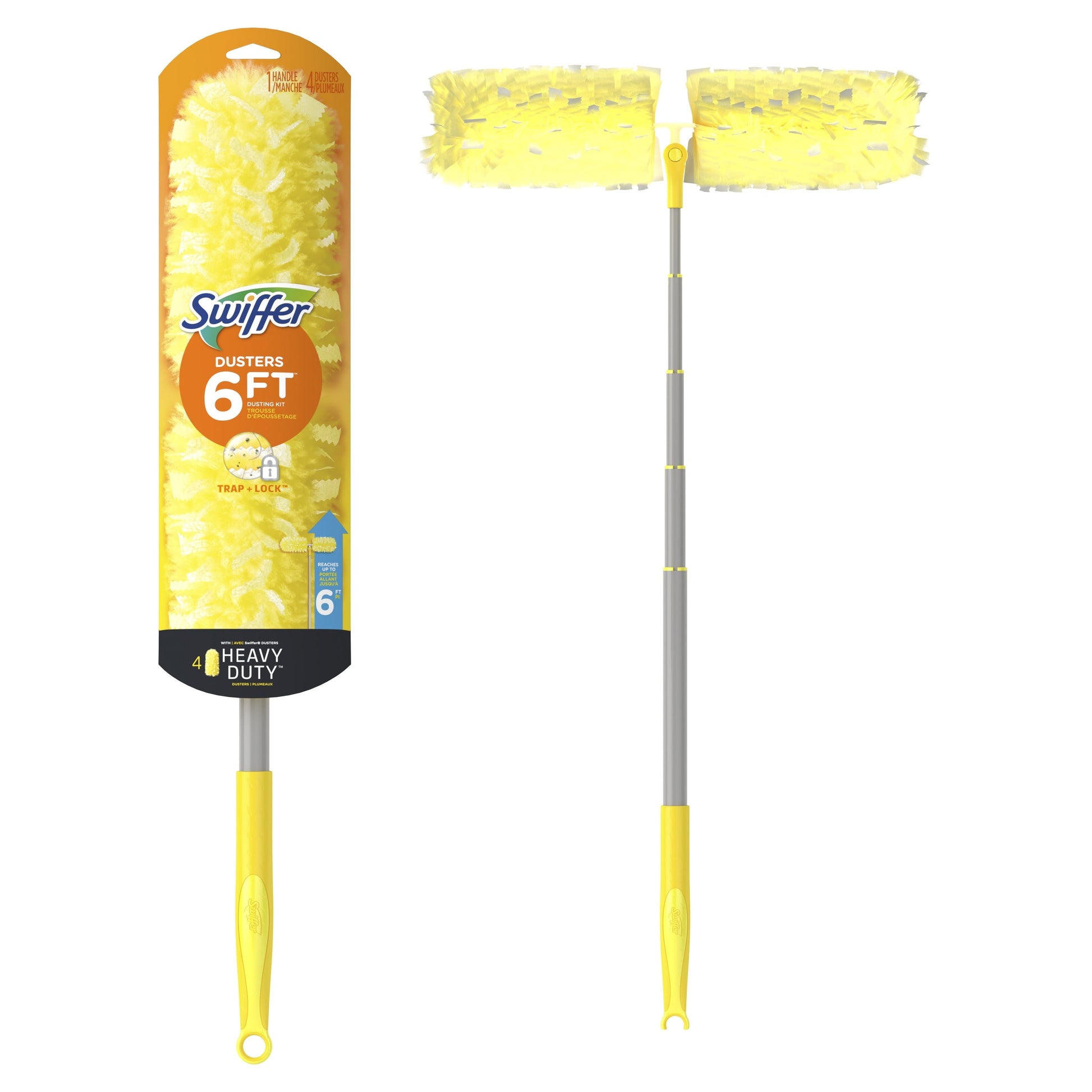 Swiffer Dusters with Extension Pole, Cleaning Kit Includes 6Ft Extendable Handle + 4 Duster Refills