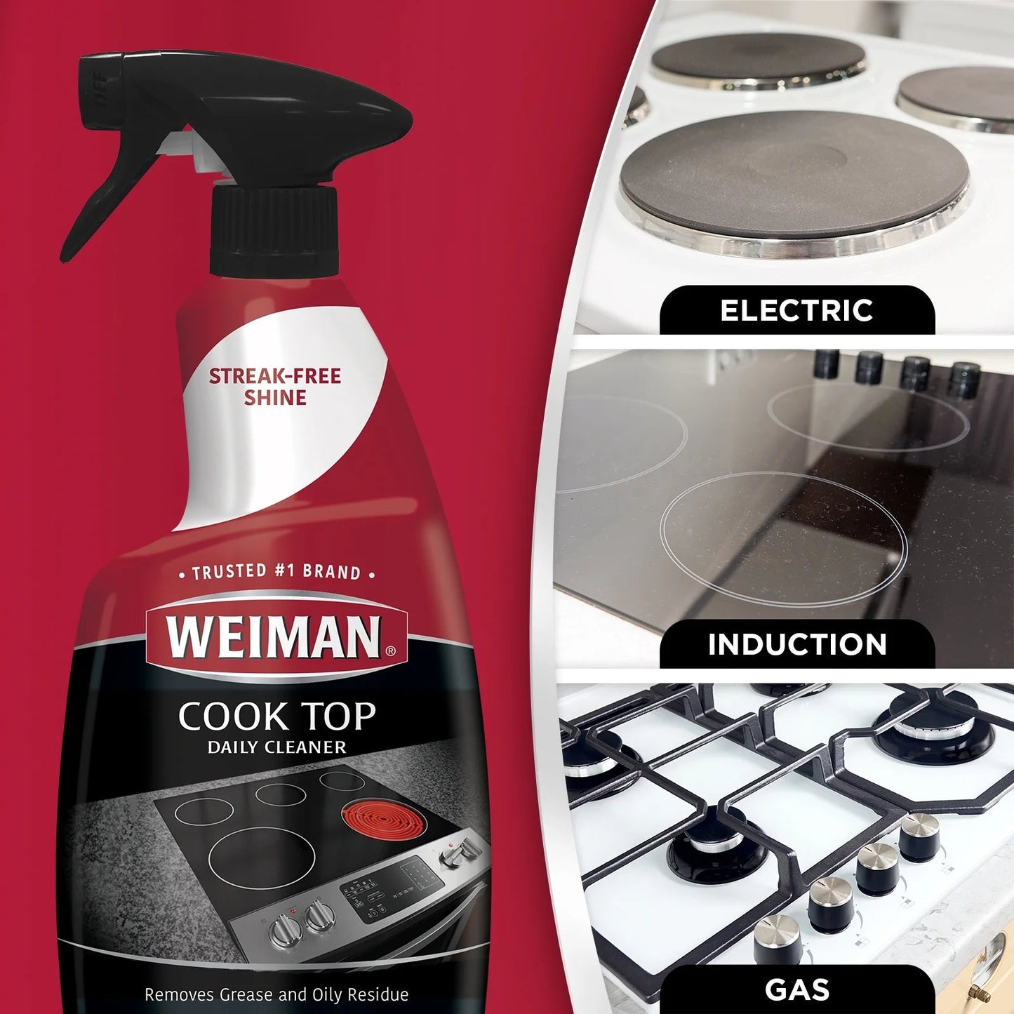 Weiman Ceramic & Glass Daily Cooktop Cleaner for Streak-Free Shine, 12 Oz