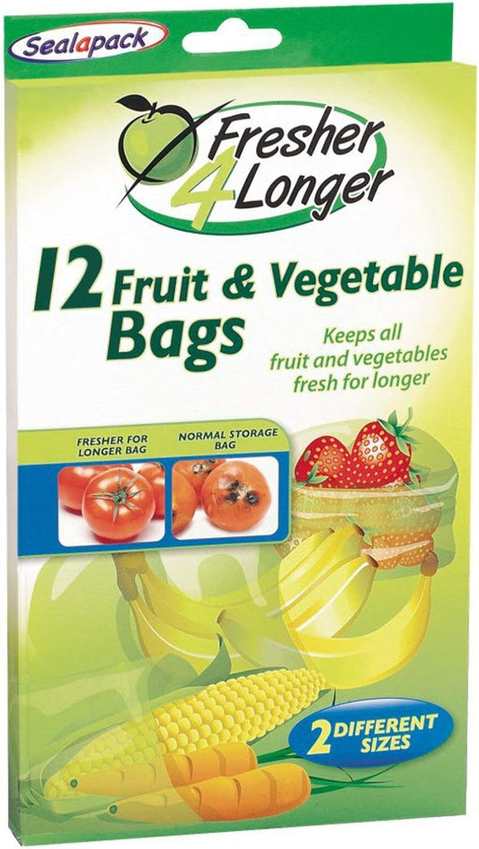 Sealapack Fresh for Longer Fruit & Veg Bags 12 Pk, Green