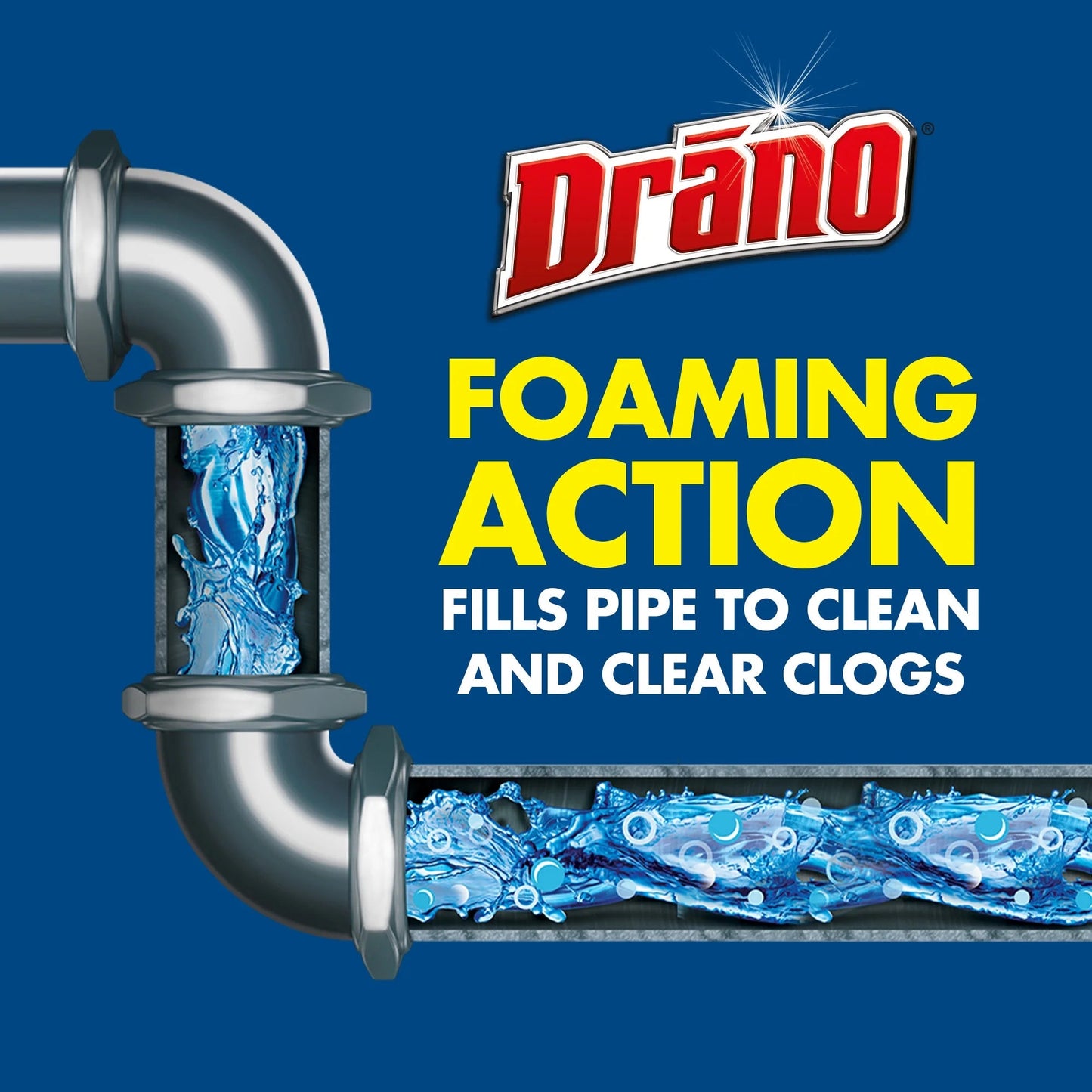 Drano Dual-Force Foamer, Hair and Drain Clog Remover, Commercial Line, 17 Fl Oz