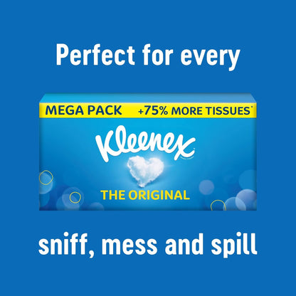 Kleenex Original Tissues, Mega Pack – 1,344 Sheets (12 Boxes X 112 Sheets) - Always Soft and Strong for Everyday Use - Now 75% More Tissues in a Box