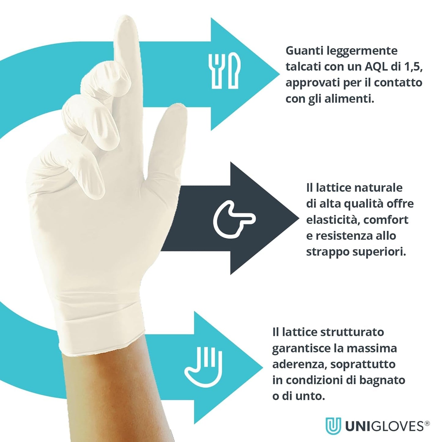 Unigloves Unicare Latex GS0024 Single Use - Multipurpose, Lightly Powdered Disposable Gloves, Box of 100 Gloves, Natural, Large