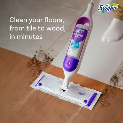 Swiffer PowerMop Multi-Surface Mop Kit for Floor Cleaning, Includes PowerMop, 2 Mopping Pad Refills, 1 Cleaning Solution with Fresh Scent and Batterie