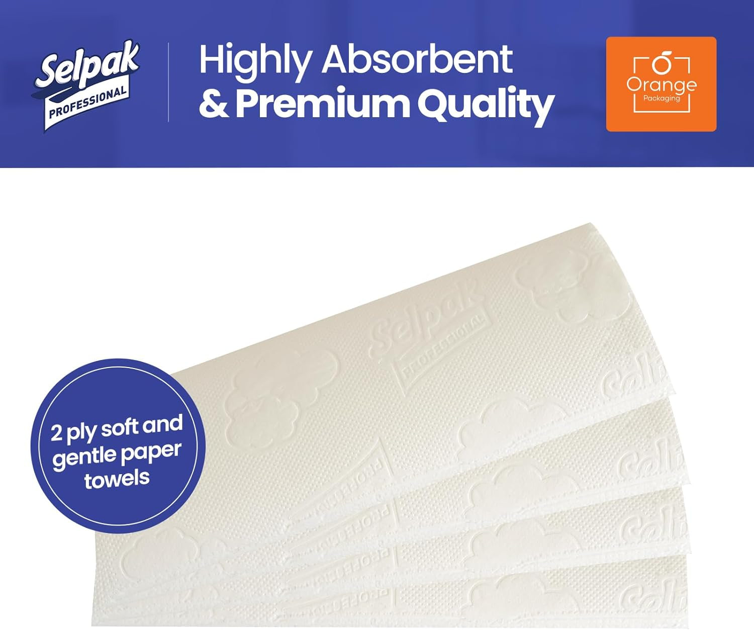 Selpak Professional Z Fold Paper Towels, 2Ply Paper Hand Towels Disposable 12X200, (Total 2400), Absorbent White Paper Towel Ideal for Individuals/Businesses, Paper Hand Towels for Dispenser