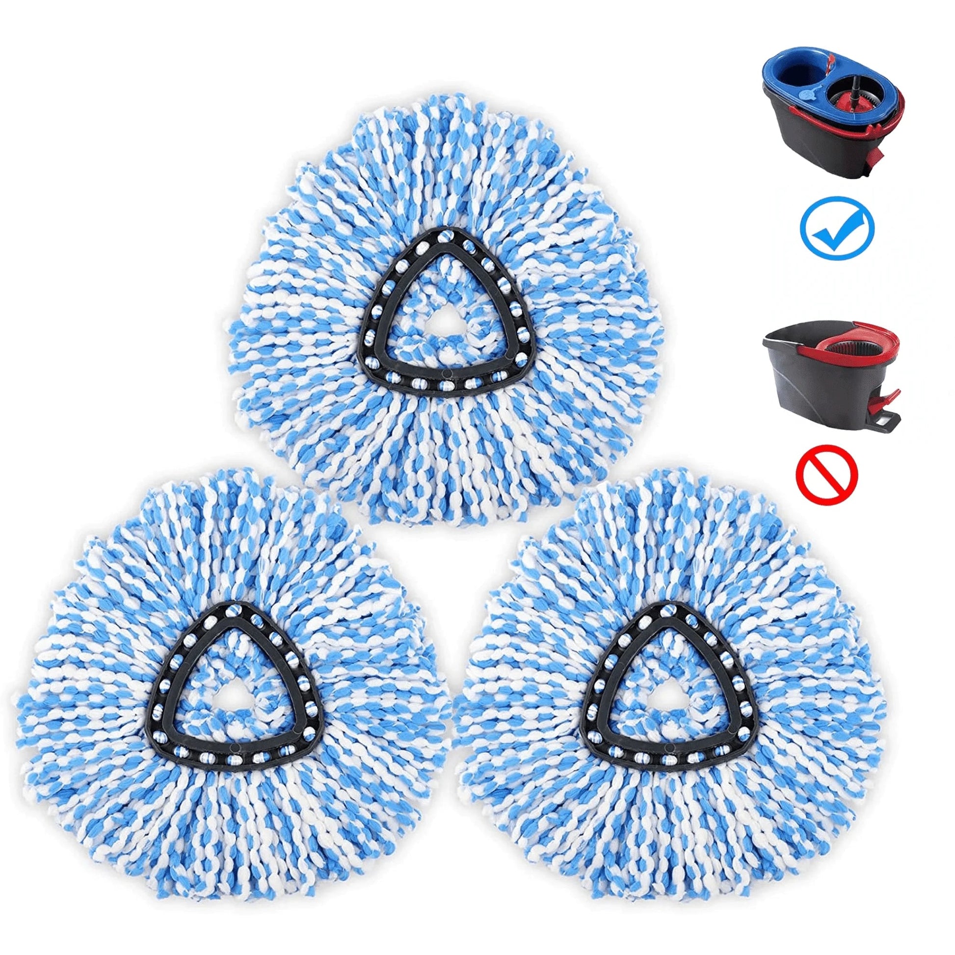 Happylost 3 Packs Easywring Rinse Clean Mop Heads Replacement for O Cedar, Spin Mop Refills Replacement for 2 Tank System