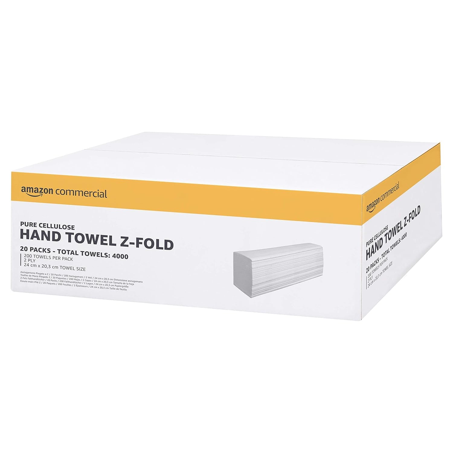 Amazon Commercial Pure Cellulose Hand Towels Z-Fold (Pack of 20) - 4000 Sheets