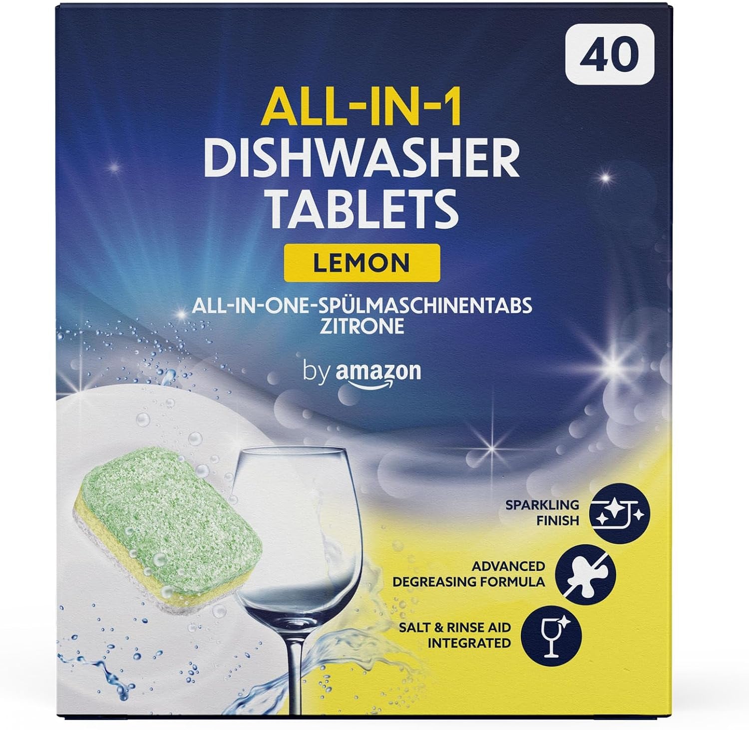 By Amazon ALL-IN-ONE Dishwasher Tablets, 40 Tablets