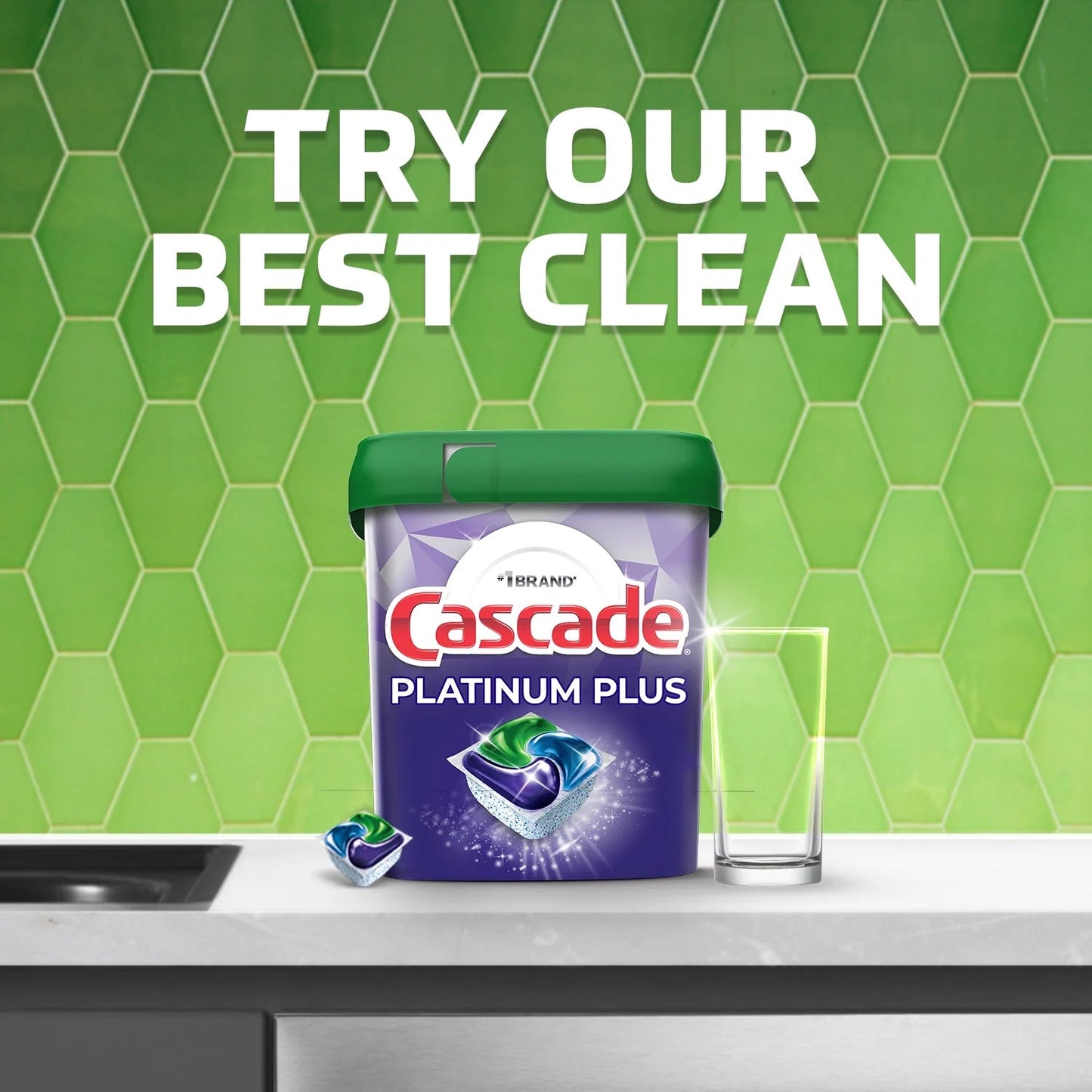 Cascade Platinum plus Dishwasher Pods, Action Pacs Dishwasher Detergent Tabs, Mountain, 62 Count