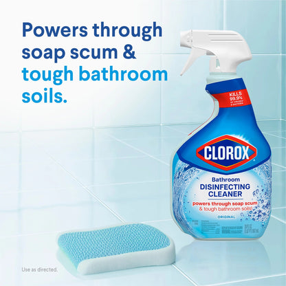 Clorox Bathroom Disinfecting Cleaner and Shower Cleaning Supplies Spray, Original, 30 Fl Oz