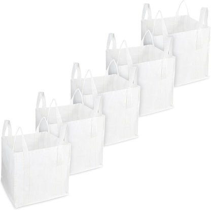 Deco Express Commercial Waste Bags 500L Heavy Duty Industrial Fabric FIBC Builders Bags with Handles, 1 or 1.5 Tonnes, White, 80 X 80 X 80 Cm (White 1T - 5 Pack)