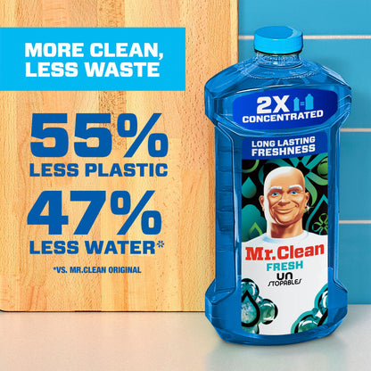 Mr. Clean 2X Concentrated Multi Surface, All Purpose Cleaner with Unstopables Fresh Scent, 64 Fl Oz