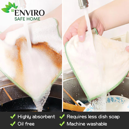 Enviro Safe Home - Bamboo Dish Cloths & Kitchen Rags - 8Pcs