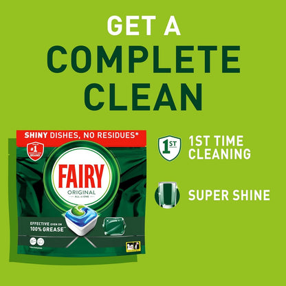 Fairy All-In-1 Dishwasher Tablets Bulk, Fairy Dishwasher Tablets, 70 Tablets, Original, Effective Even on Dried-On Grease, Dishwasher Tabs