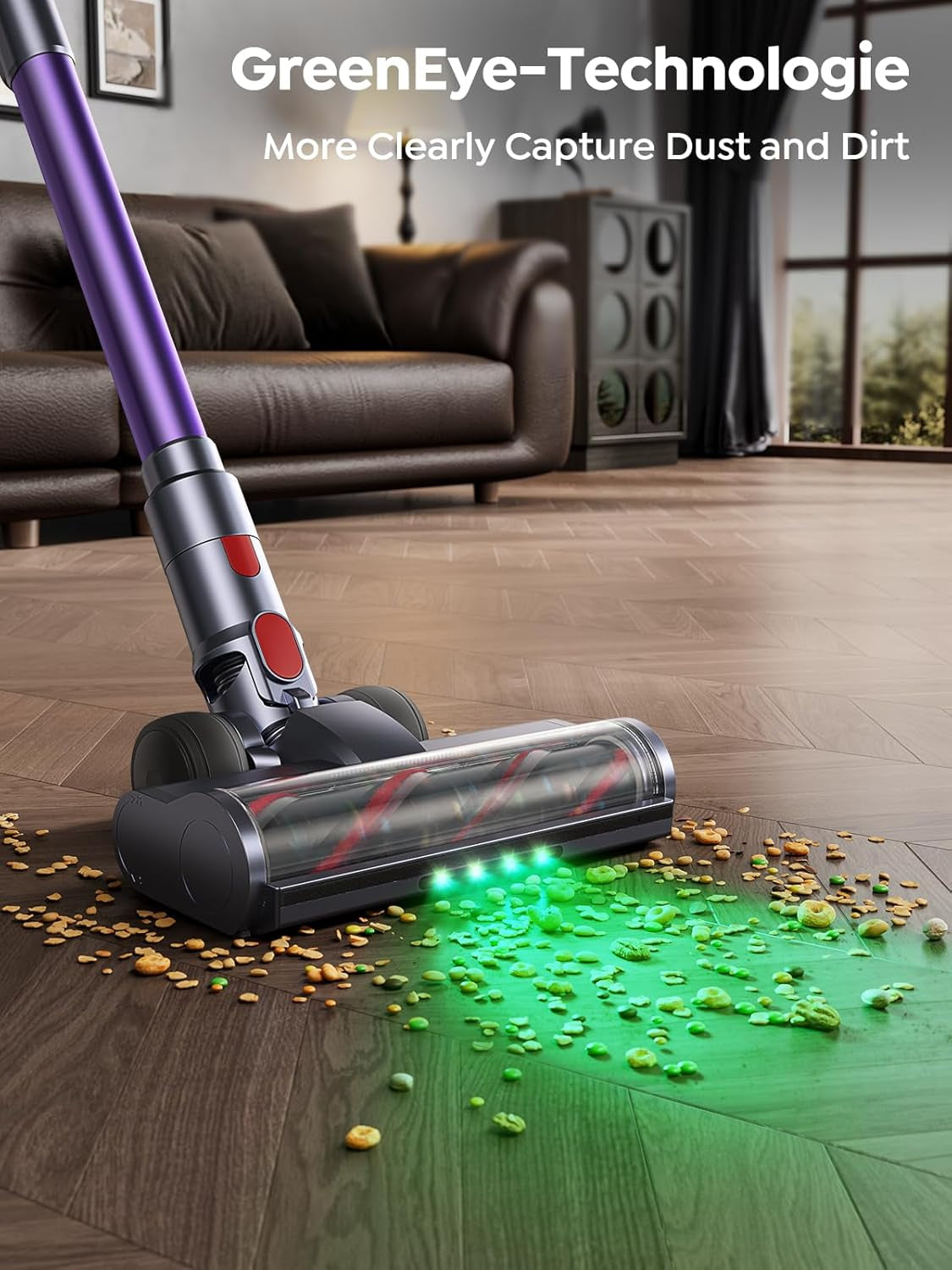 SMOTURE Cordless Vacuum Cleaner, 550W 45KPA Stick Vacuum with Touch Screen, up to 60 Mins Runtime, Self-Standing Vacuum with Auto Mode, Lightweight Vacuums for Hardwood Floor Carpet Car Pet Hair