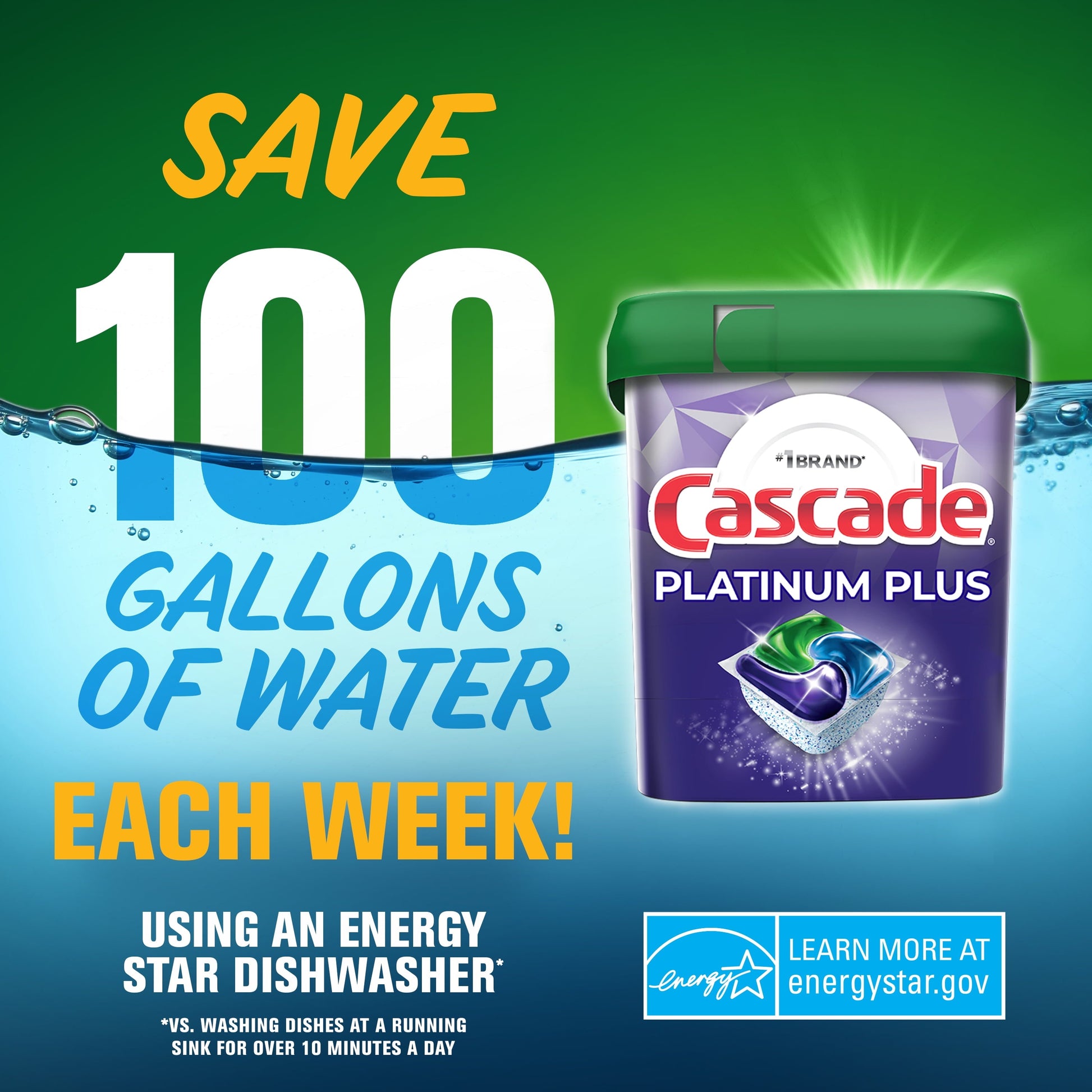 Cascade Platinum plus Dishwasher Pods, Action Pacs Dishwasher Detergent Tabs, Fresh, 11 Count