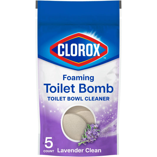 Clorox Foaming Toilet Bomb Toilet Bowl Cleaner, Bleach Free, Lavender Clean, 5 Count