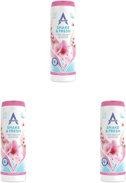 Astonish Shake & Fresh Carpet Freshener, Eliminates Odours, Pink Blossom, 350G