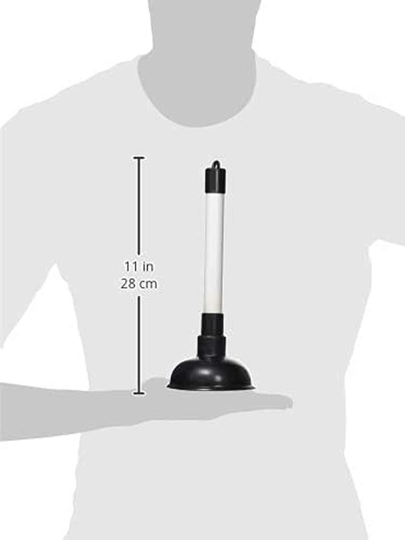 Merriway BH01938 100Mm (4 Inch) Sink Plunger with 225Mm (9 Inch) Plastic Handle Diameter, White/Black