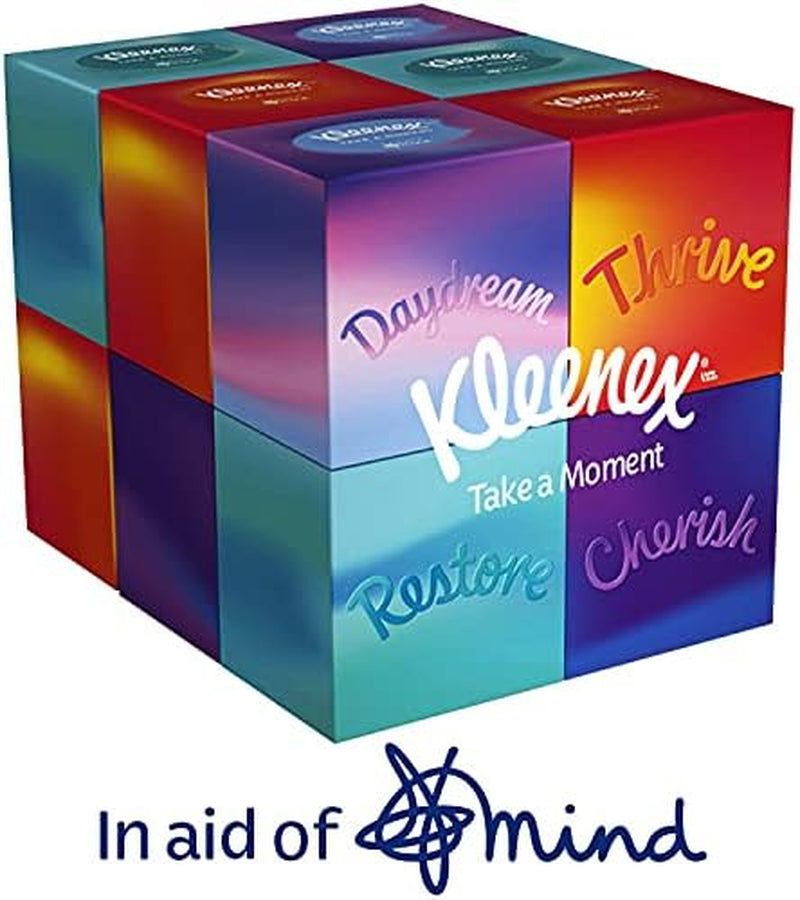 Kleenex Take a Moment Collection Tissues - 12 Cube Tissue Boxes - in Aid of Mind - Contains 4 Different Designs