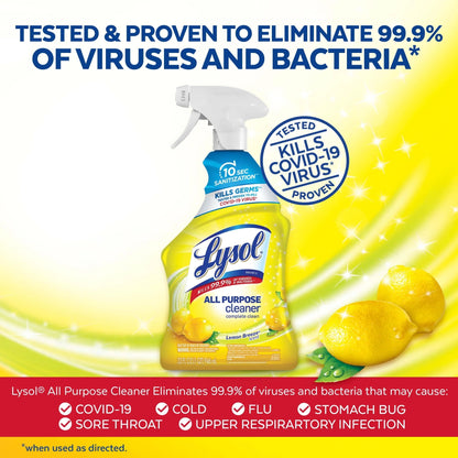 Lysol All-Purpose Cleaner, Sanitizing and Disinfecting Spray, 32 Oz Lemon Breeze Scent, Bottle