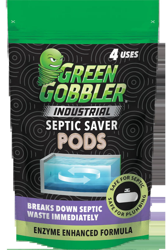 Green Gobbler Industrial Strength Septic Tank Treatment Pods - 4 Treatments, 4 Piece Count