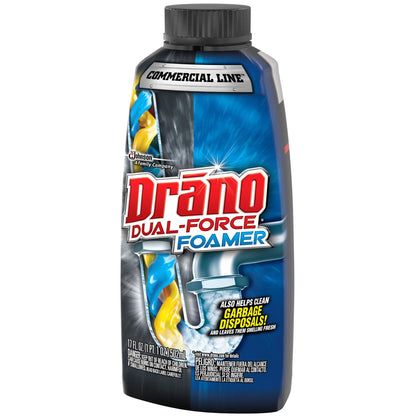 Drano Dual-Force Foamer, Hair and Drain Clog Remover, Commercial Line, 17 Fl Oz