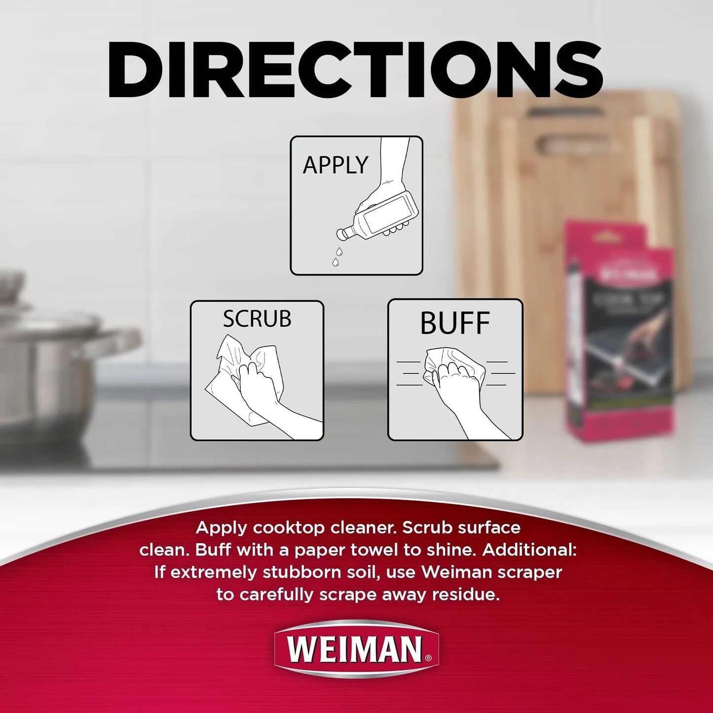 Weiman Cook Top Complete Cleaning Kit - Includes Cream, Scrubbing Pad and Scraper