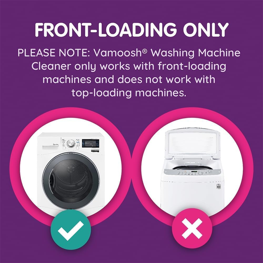 Vamoosh 6-In-1 Washing Machine Cleaner, Dissolves Hair, Eliminates Bad Odours, Removes Limescale, Deep Clean, Leaves Smelling Fresh, Antibacterial, Descales (Lemon, Single Pack)