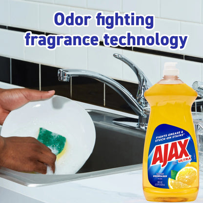 Ajax Ultra Liquid Dish Soap, Lemon Scent, Super Degreaser, 28 Fluid Ounce