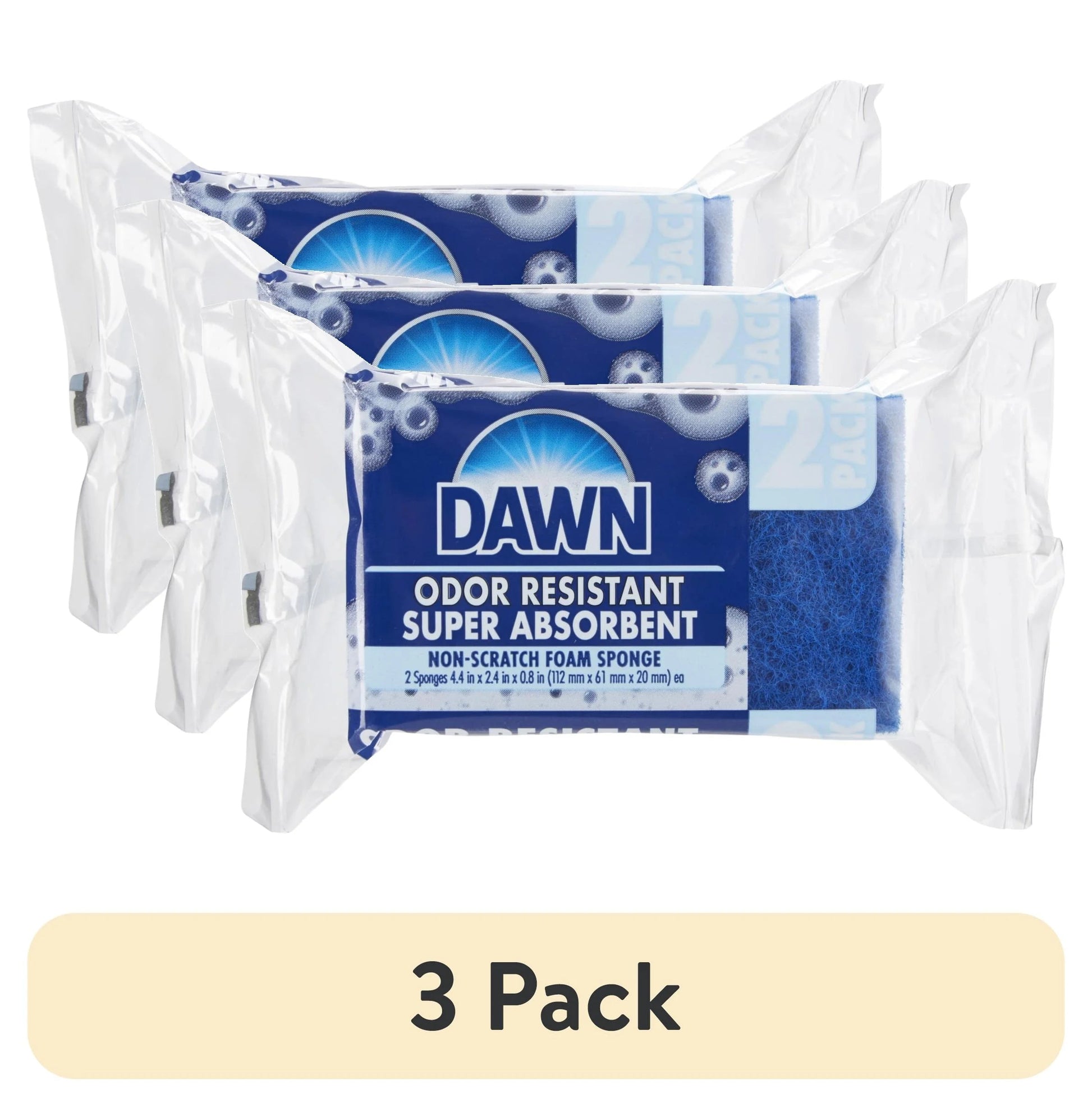 Dawn Foam Sponge, Non-Scratch, Blue, 2-Pack