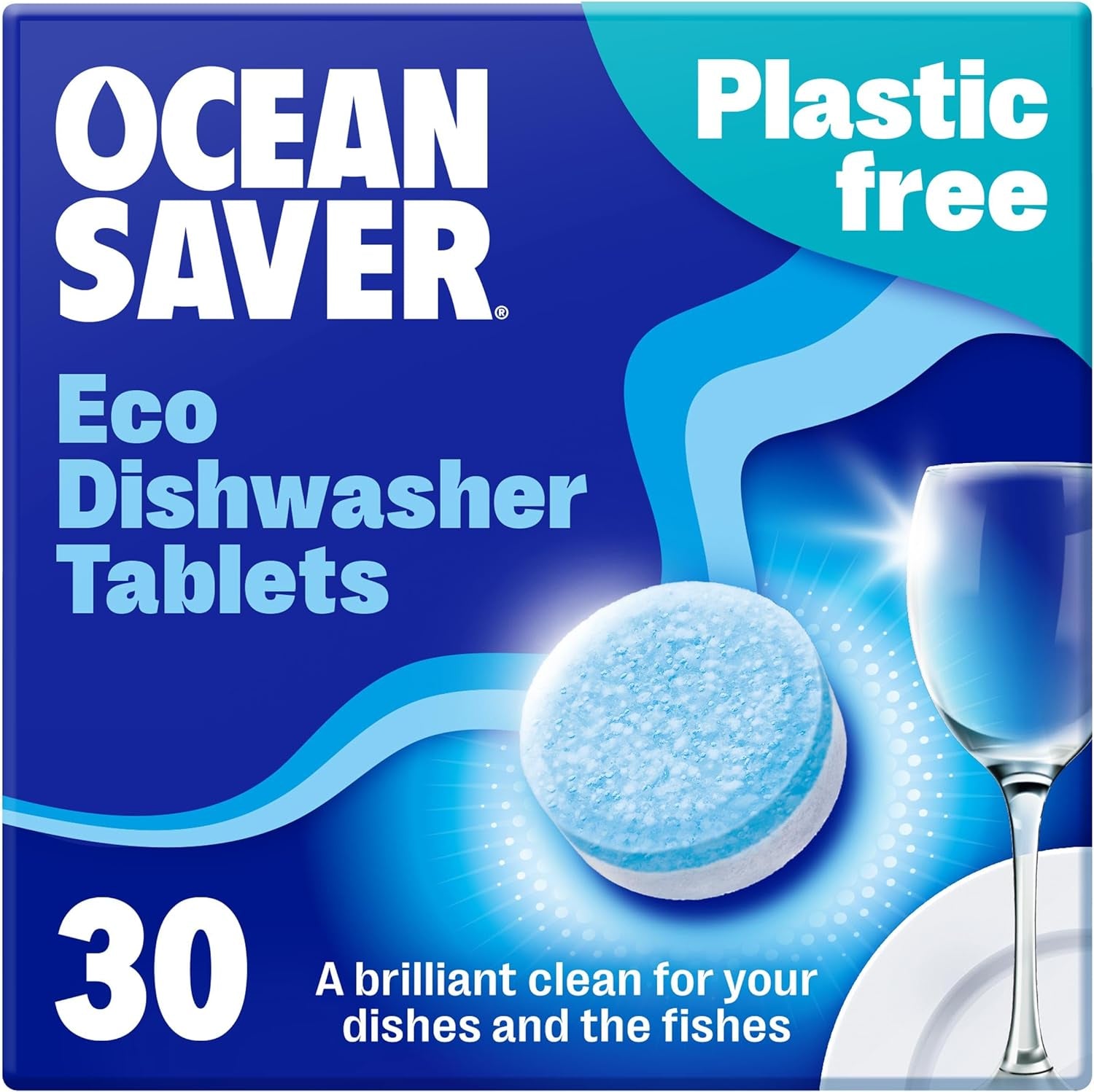 Oceansaver Eco-Friendly Dishwasher Tablets - Pack of 100 | Non-Toxic & Plastic-Free Dish Washing Tablets for Sustainable Cleaning | All in One Plant-Based Dishwasher Salt & Rinse Aid for Tough Stains