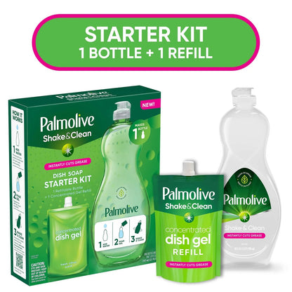 Palmolive Shake & Clean Starter Kit, Dish Soap Concentrate, 20 Oz, Fresh Citrus Scent