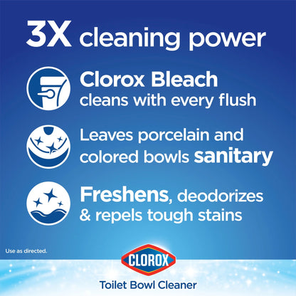 Clorox Bleach and Blue Toilet Bowl Cleaner Tablets, Rain Clean, 2 Count