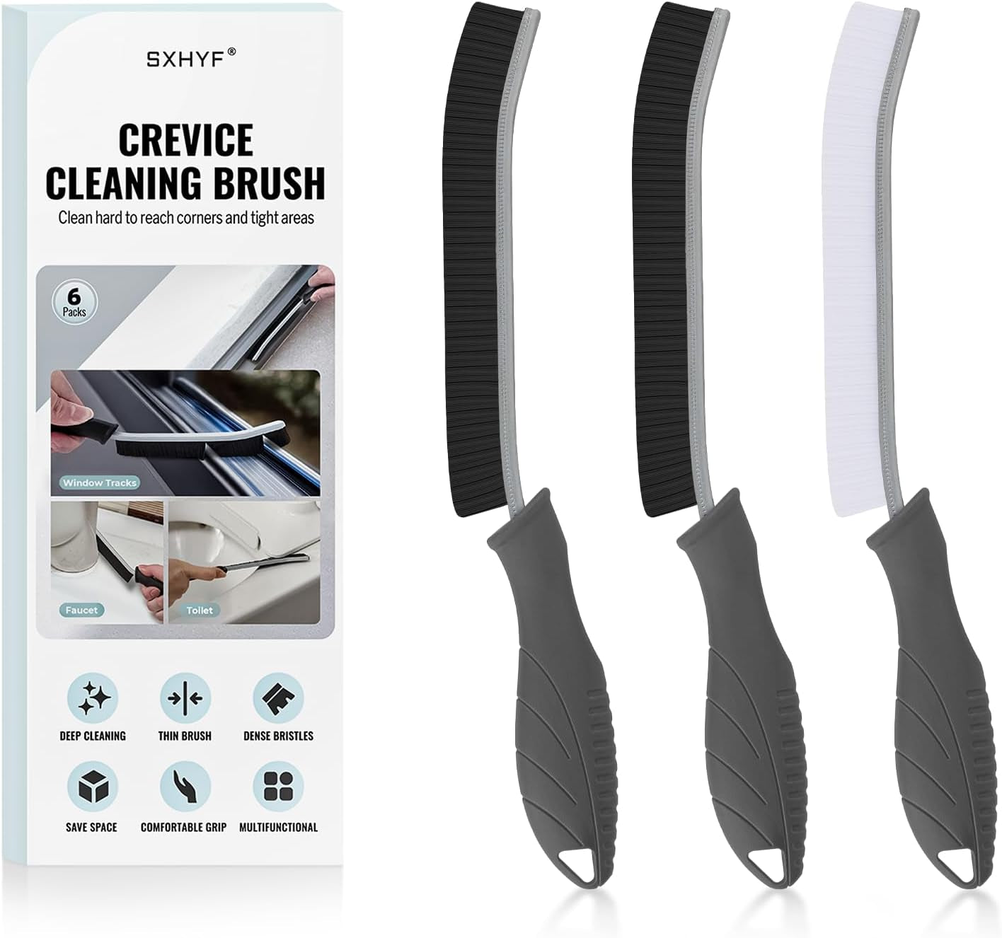 Sxhyf Cleaning Brush - Hard Bristle Crevice Cleaning Brush UK, Multifunctional Gap Cleaning Scrub Brush, Grout Brush, Cleaning Products for Household Use, Home, Kitchen, Bathroom, Window, Vehicle