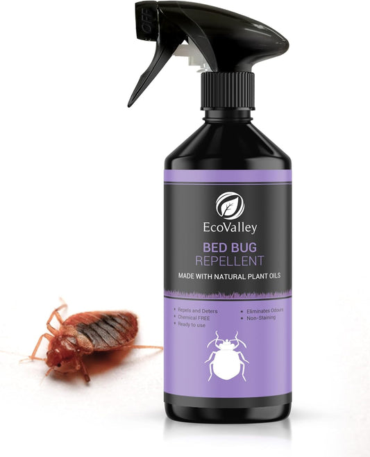 Ecovalley Bed Bug Repellent Spray 500Ml - Fast Acting Bedbug Killer Treatment for Mattresses, Homes, Caravans, Trucks, and Bedrooms